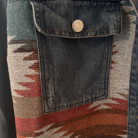 Denim Aztec Pattern Jacket - Picture 2 of 3